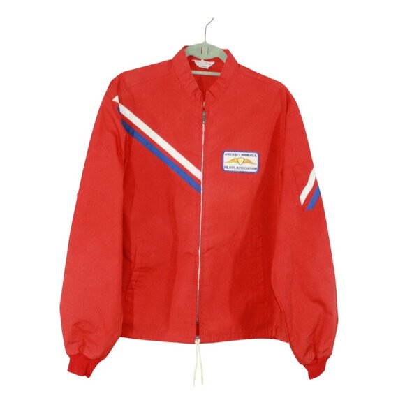 Flight Apparel Other - Vintage Flight Apparel Ind. Red Zip AOPA Patch Jacket Men's XL Retro Aviation